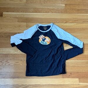 Polo by Ralph Lauren Kids Navy and White Long Sleeve Swim Tee